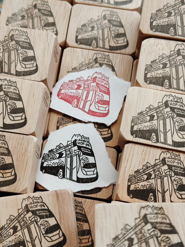Catdoo Designs | Chicago Bus Rubber Stamp | Chicago Stationery Fest Exclusive