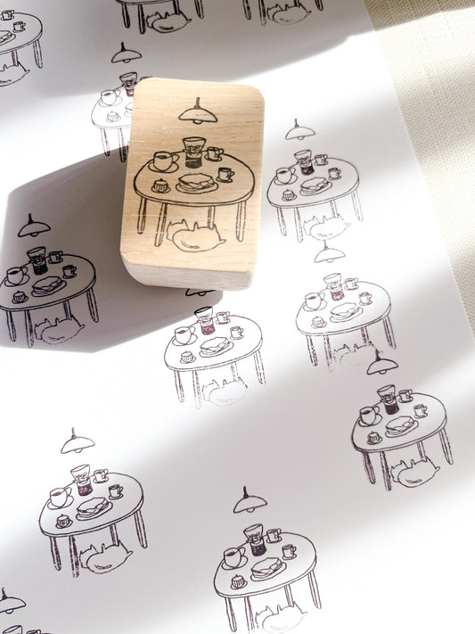 Catdoo Designs | Cat under Dining Table Rubber Stamp