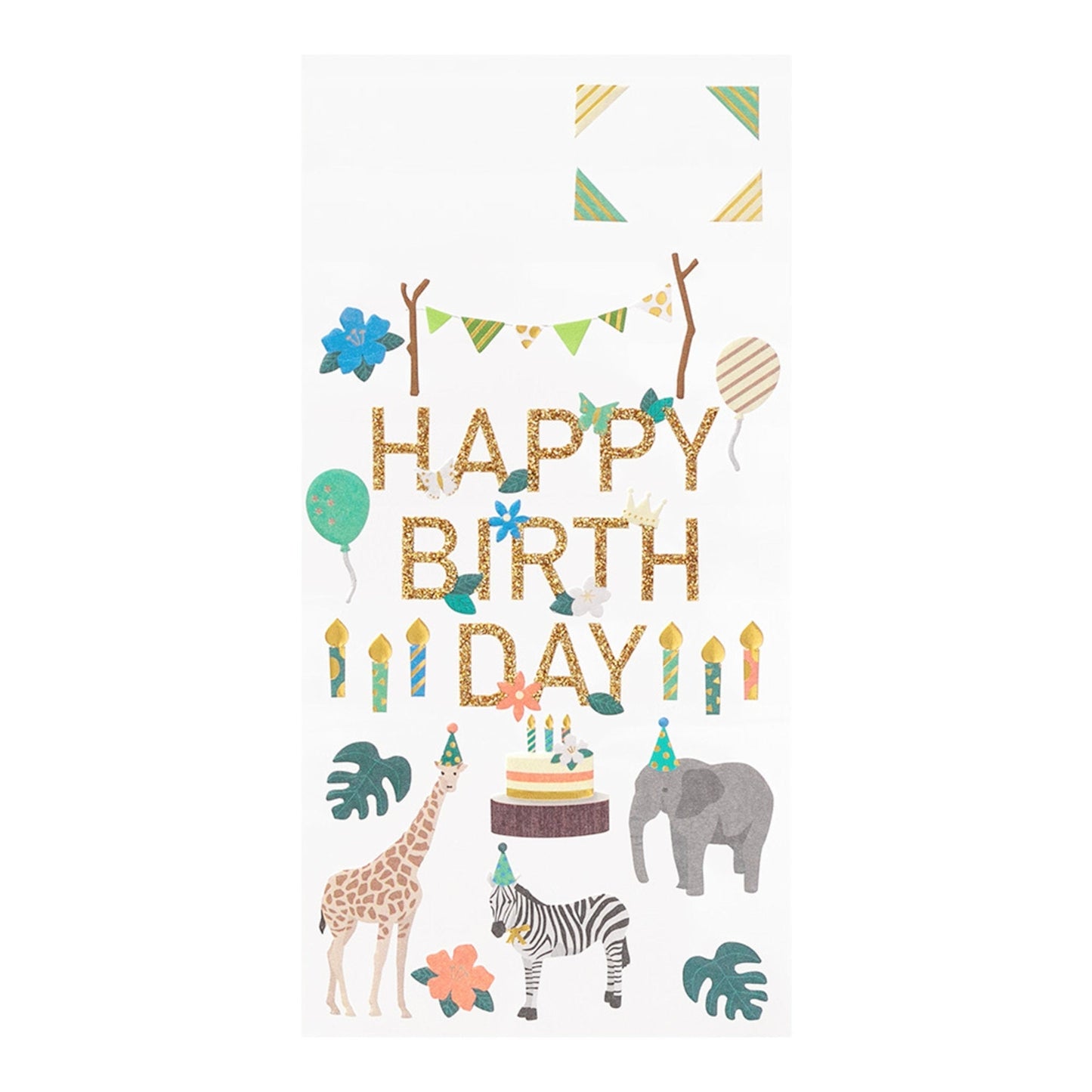 Midori Seal Paper Craft Museum Collection 3D HAPPY BIRTHDAY Sticker Animal Stickers Glitter Stickers Scrapbook Stickers Gold Foil | 2514