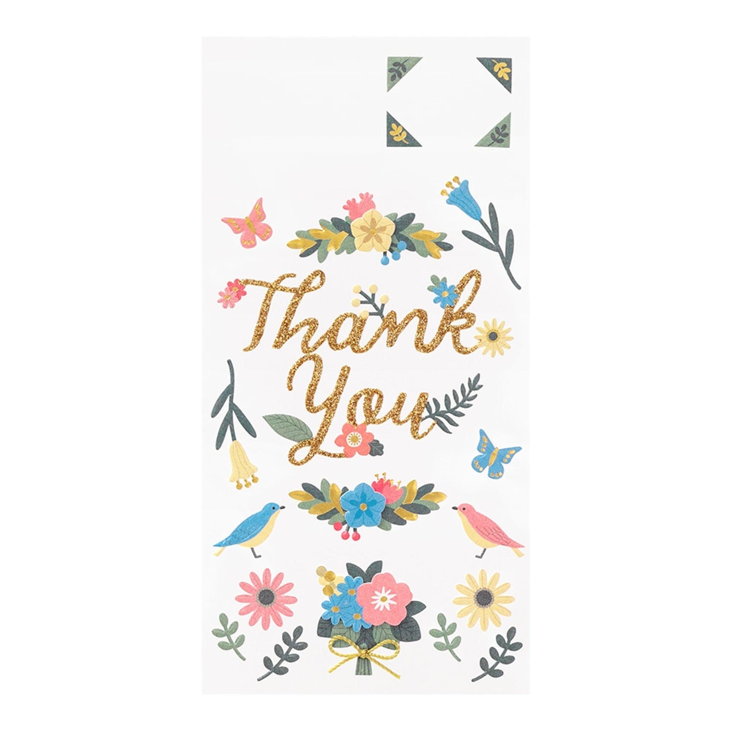 Midori Seal Paper Craft Museum Collection 3D THANK YOU Sticker Floral Sticker Flower Stickers Scrapbook Stickers Gold Foil | 2515