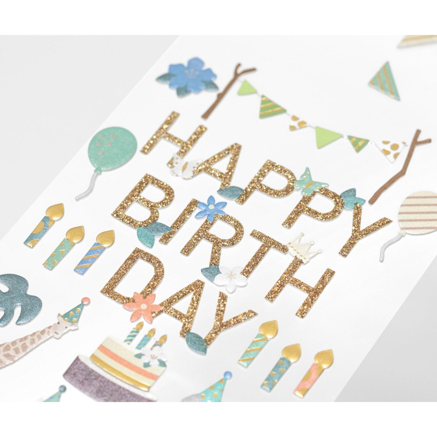 Midori Seal Paper Craft Museum Collection 3D HAPPY BIRTHDAY Sticker Animal Stickers Glitter Stickers Scrapbook Stickers Gold Foil | 2514